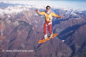 skysurfer with mobile phone