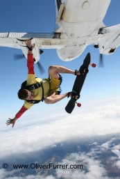 skateboard skydive jump exit the plane